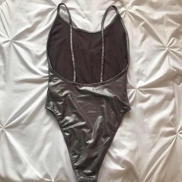 H&M grey shimmery backless bodysuit - Picture 2 of 3